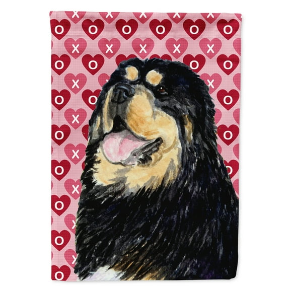 Carolines Treasures SS4512-FLAG-PARENT Tibetan Mastiff Hearts Love Valentines Day Flag  multicolor