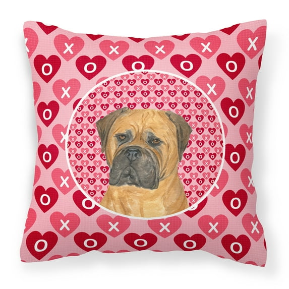 Carolines Treasures SS4517PW1414 Bullmastiff Hearts Love and Valentines Day Portrait Fabric Decorative Pillow 14Hx14W