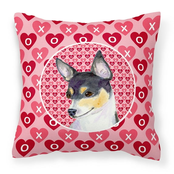 Carolines Treasures SS4518PW1414 Chihuahua Hearts Love and Valentines Day Portrait Fabric Decorative Pillow 14Hx14W