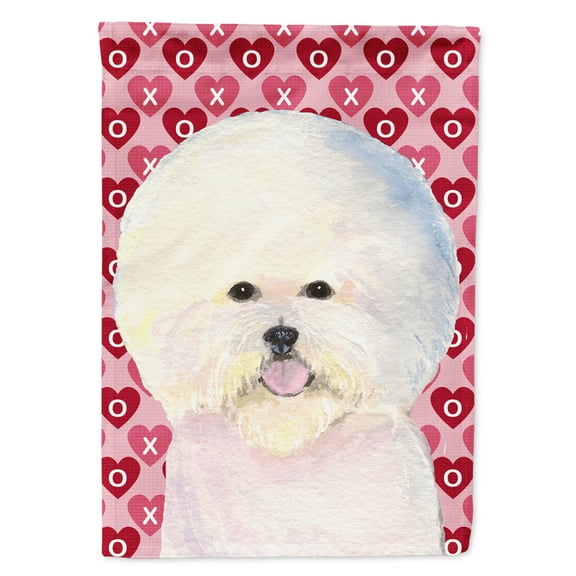 Carolines Treasures SS4526-FLAG-PARENT Bichon Frise Hearts Love and Valentines Day Portrait Flag  multicolor
