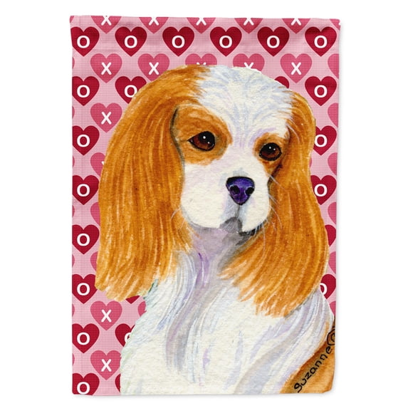 Cavalier Spaniel Hearts Love and Valentine's Day Portrait Garden Flag