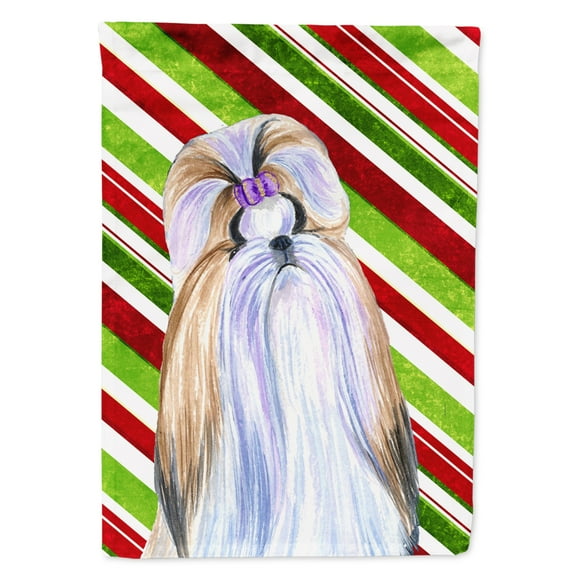 Carolines Treasures SS4534-FLAG-PARENT Shih Tzu Candy Cane Holiday Christmas Flag  multicolor