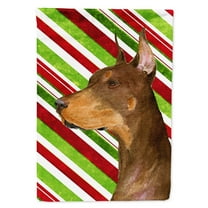 Carolines Treasures SS4537-FLAG-PARENT Doberman Candy Cane Holiday Christmas Flag  multicolor