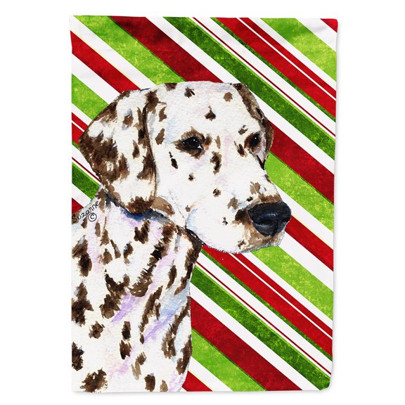 Dalmatian Candy Cane Holiday Christmas Flag Canvas House Size