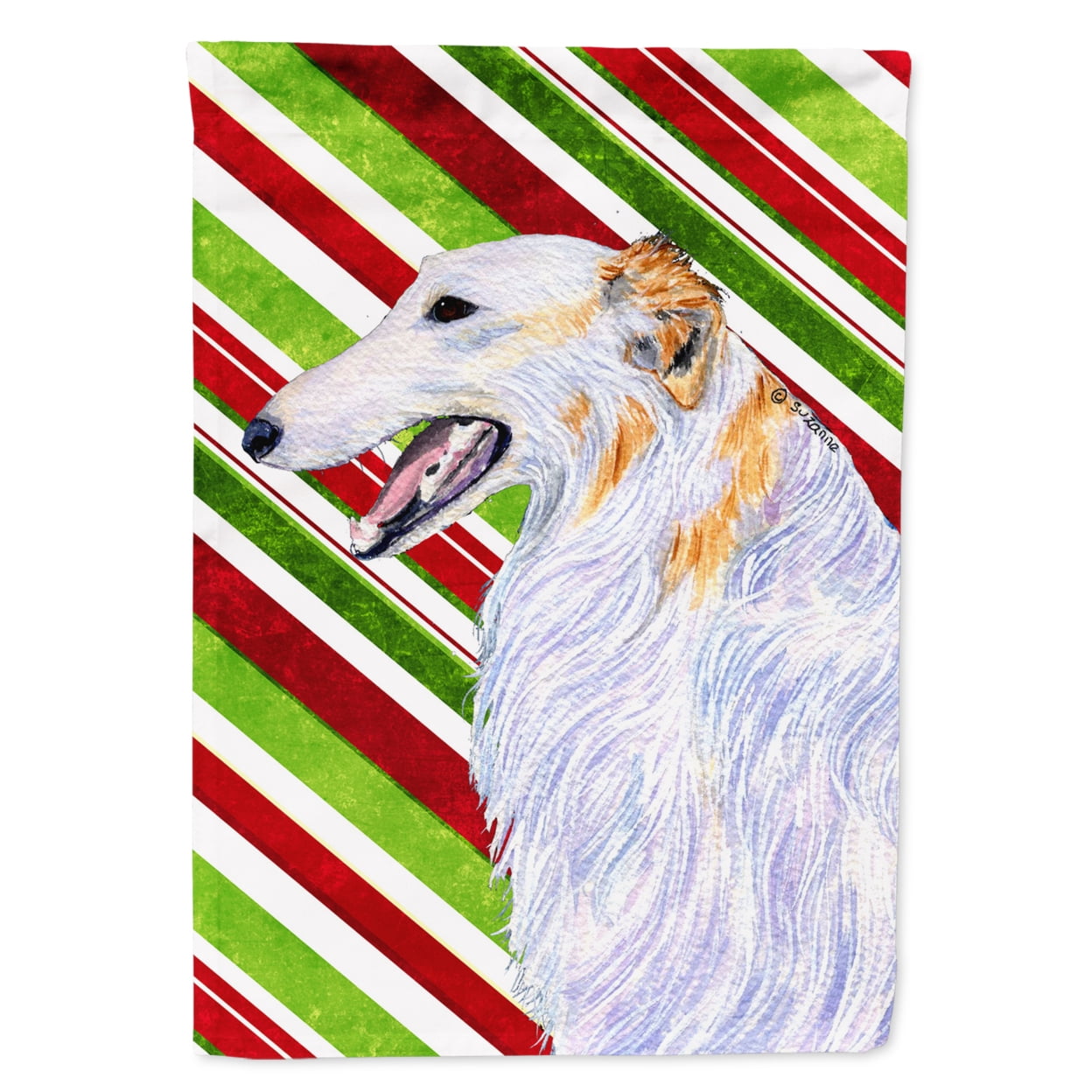 Carolines Treasures SS4544-FLAG-PARENT Borzoi Candy Cane Holiday Christmas Flag  multicolor