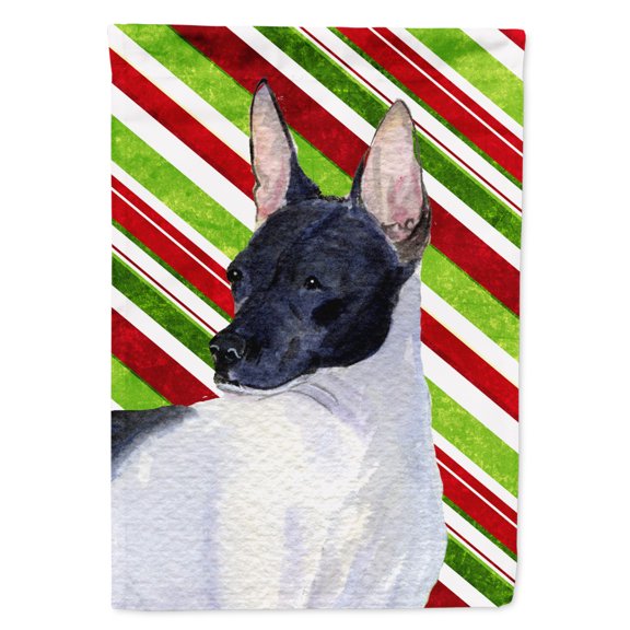 Carolines Treasures SS4549-FLAG-PARENT Rat Terrier Candy Cane Holiday Christmas Flag  multicolor