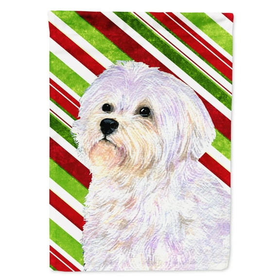 Maltese Candy Cane Holiday Christmas Flag Canvas House Size