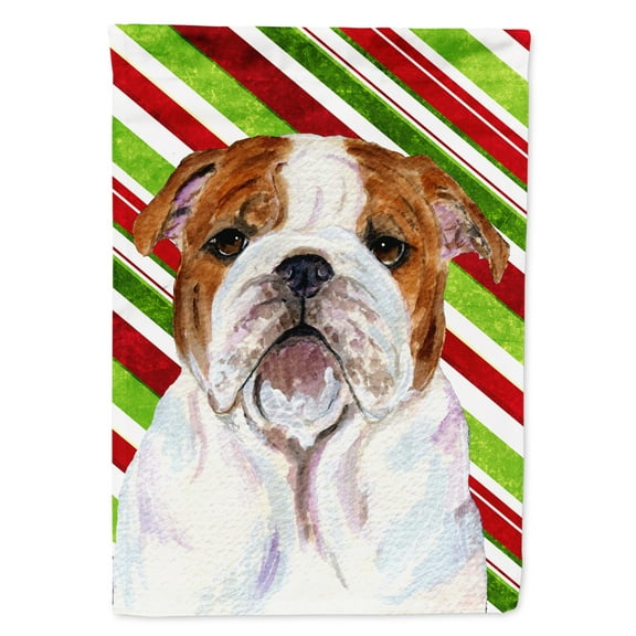 Carolines Treasures SS4553-FLAG-PARENT Bulldog English Candy Cane Holiday Christmas Flag  multicolor