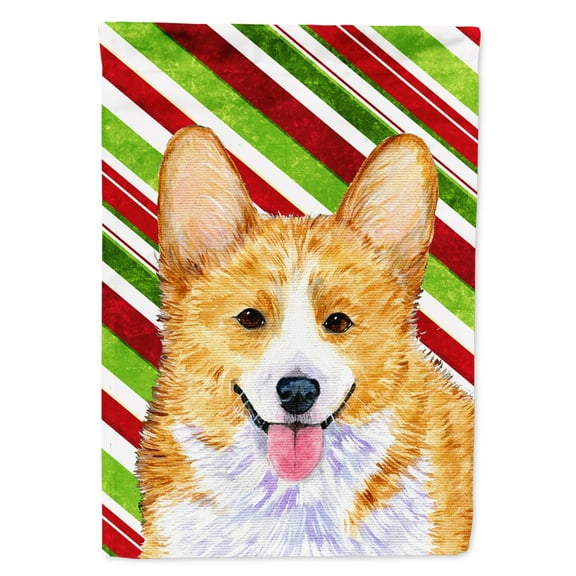 Carolines Treasures SS4555-FLAG-PARENT Corgi Candy Cane Holiday Christmas Flag  multicolor