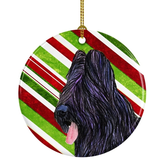 Carolines Treasures SS4558-CO1 Briard Candy Cane Holiday Christmas Ceramic Ornament 3 in multicolor