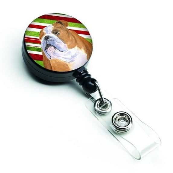 Carolines Treasures SS4560BR Bulldog English Candy Cane Holiday Christmas Retractable Badge Reel