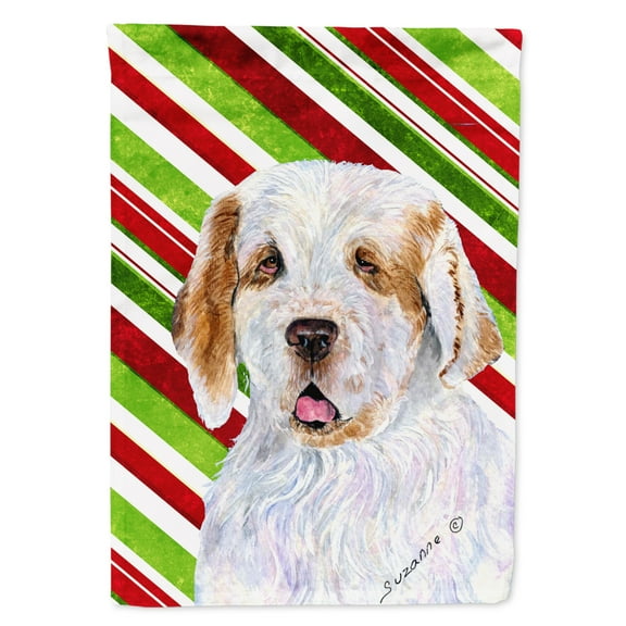 Carolines Treasures SS4569-FLAG-PARENT Clumber Spaniel Candy Cane Holiday Christmas Flag  multicolor