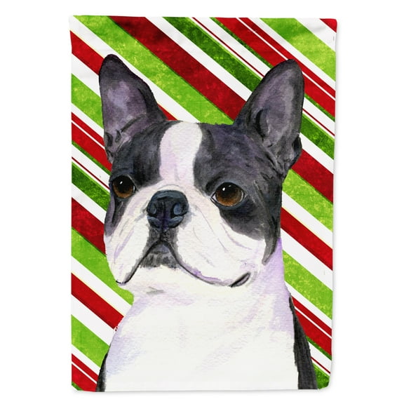 Carolines Treasures SS4585-FLAG-PARENT Boston Terrier Candy Cane Holiday Christmas Flag  multicolor
