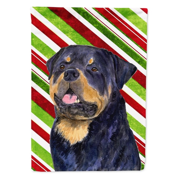 Rottweiler Candy Cane Holiday Christmas Garden Flag
