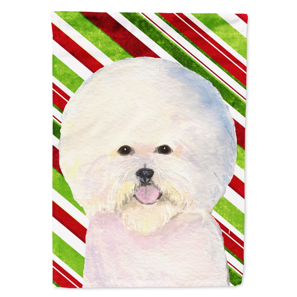 Bichon Frise Candy Cane Holiday Christmas Flag Canvas House Size