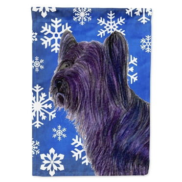 Carolines Treasures SS4601-FLAG-PARENT Skye Terrier Winter Snowflakes Holiday Flag  multicolor