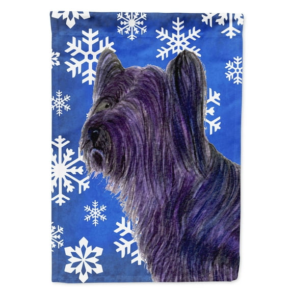 Carolines Treasures SS4601-FLAG-PARENT Skye Terrier Winter Snowflakes Holiday Flag multicolor