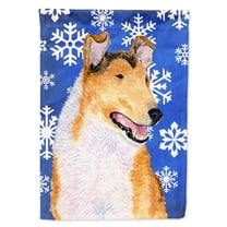 Carolines Treasures SS4608-FLAG-PARENT Collie Smooth Winter Snowflakes Holiday Flag multicolor