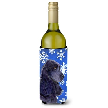 Carolines Treasures SS4609LITERK Cocker Spaniel Winter Snowflakes Holiday Wine Bottle Hugger Wine Bottle multicolor