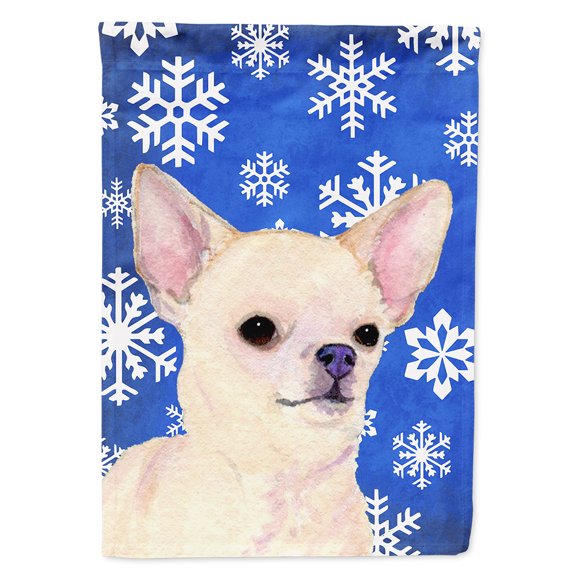Chihuahua Winter Snowflakes Holiday Flag Canvas House Size