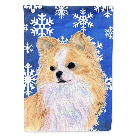 Carolines Treasures SS4611-FLAG-PARENT Chihuahua Winter Snowflakes Holiday Flag  multicolor