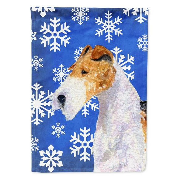 Carolines Treasures SS4616-FLAG-PARENT Fox Terrier Winter Snowflakes Holiday Flag multicolor