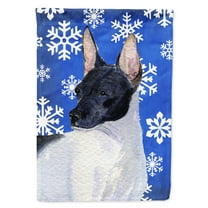 Carolines Treasures SS4618-FLAG-PARENT Rat Terrier Winter Snowflakes Holiday Flag  multicolor