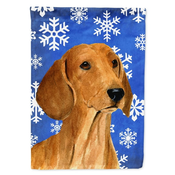 Carolines Treasures SS4625-FLAG-PARENT Dachshund Winter Snowflakes Holiday Flag  multicolor