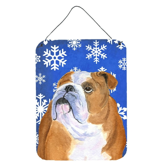 Carolines Treasures SS4629DS1216 Bulldog English Winter Snowflakes Holiday Wall or Door Hanging Prints 12WX16H