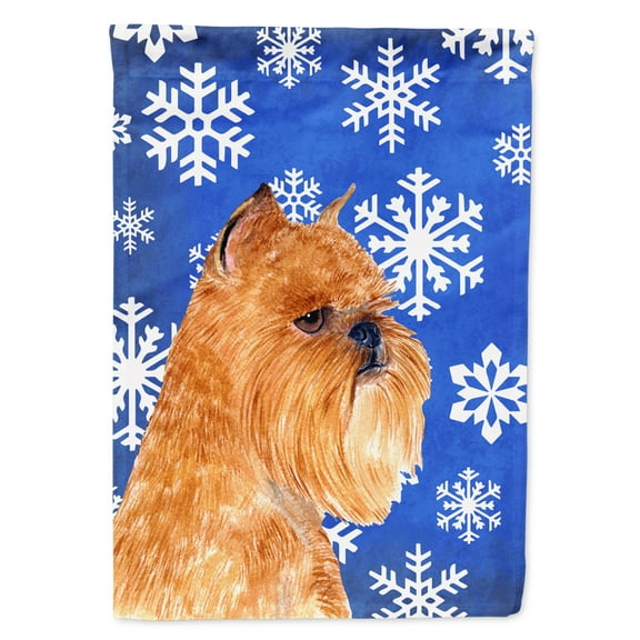Carolines Treasures SS4632-FLAG-PARENT Brussels Griffon Winter Snowflakes Holiday Flag  multicolor