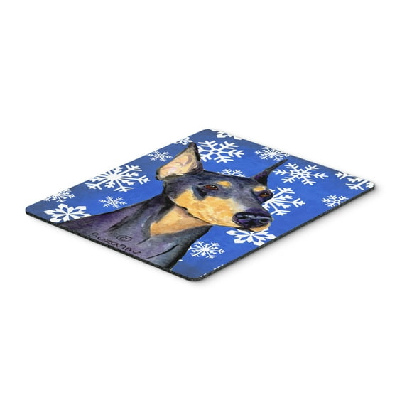 Carolines Treasures SS4633MP "Doberman Winter Snowflakes Holiday Mouse Pad Hot Pad or Trivet" Large multicolor