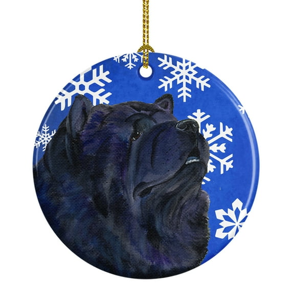 Carolines Treasures SS4639-CO1 Chow Chow Winter Snowflakes Holiday Christmas Ceramic Ornament