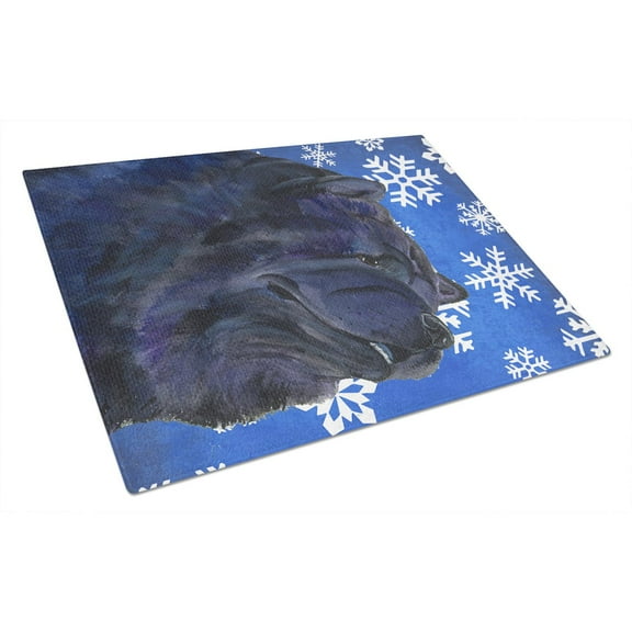 Carolines Treasures SS4639LCB Chow Chow Winter Snowflakes Holiday Glass Cutting Board Large, 12H x 16W, multicolor