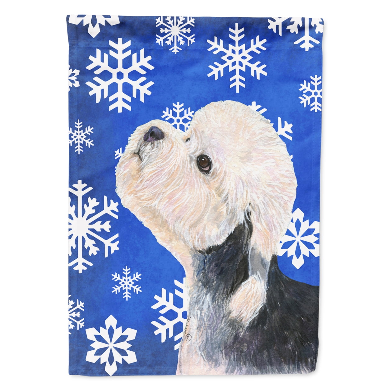 Carolines Treasures SS4641-FLAG-PARENT Dandie Dinmont Terrier Winter Snowflakes Holiday Flag  multicolor