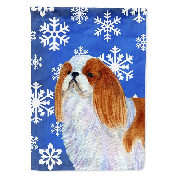 Carolines Treasures SS4645-FLAG-PARENT English Toy Spaniel Winter Snowflakes Holiday Flag multicolor