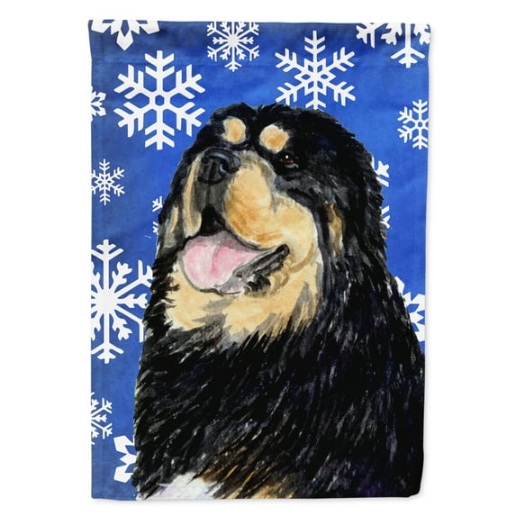 Carolines Treasures SS4650-FLAG-PARENT Tibetan Mastiff Winter Snowflakes Holiday Flag multicolor