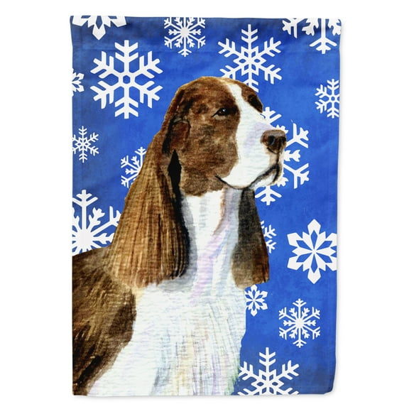 Carolines Treasures SS4651-FLAG-PARENT Springer Spaniel Winter Snowflakes Holiday Flag  multicolor