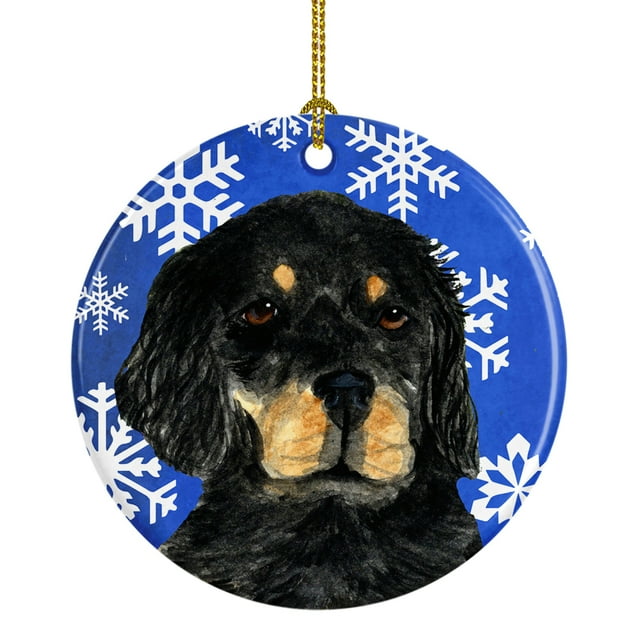 Carolines Treasures SS4653-CO1 Gordon Setter Winter Snowflakes Holiday Ceramic Ornament 3 in multicolor