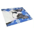 thumbnail image 1 of Carolines Treasures SS4654LCB Boston Terrier Winter Snowflakes Holiday Glass Cutting Board Large, 12H x 16W, multicolor, 1 of 2