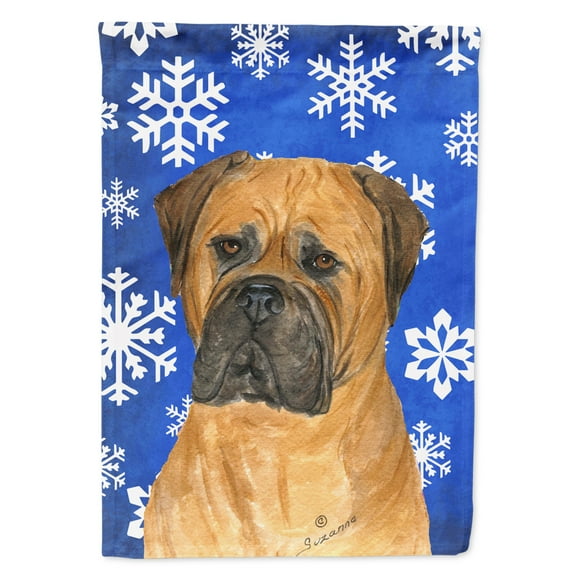 Carolines Treasures SS4655-FLAG-PARENT Bullmastiff Winter Snowflakes Holiday Flag  multicolor