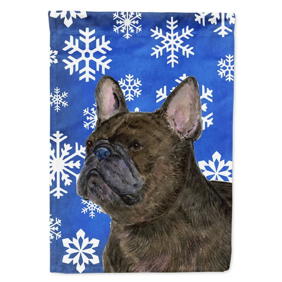 Carolines Treasures SS4657-FLAG-PARENT French Bulldog Winter Snowflakes Holiday Flag  multicolor
