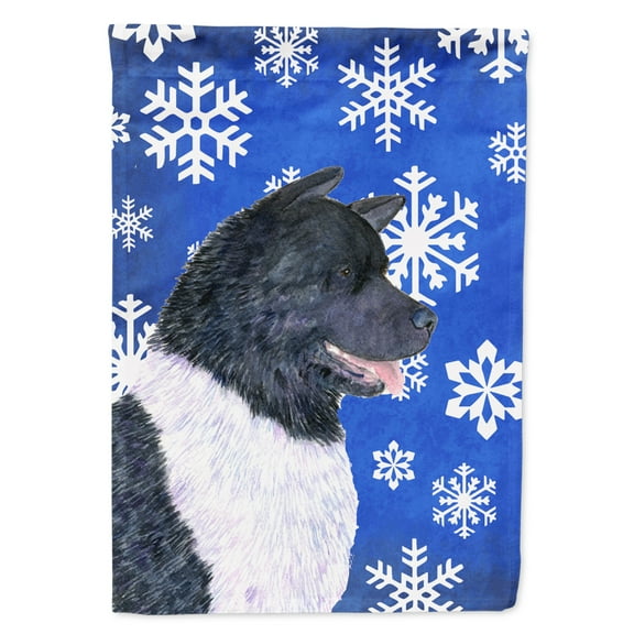 Carolines Treasures SS4659-FLAG-PARENT Akita Winter Snowflakes Holiday Flag  multicolor