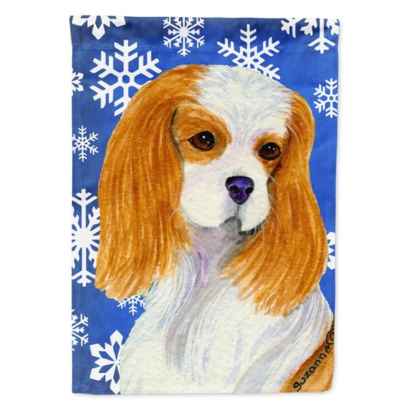 Carolines Treasures SS4665-FLAG-PARENT Cavalier Spaniel Winter Snowflakes Holiday Flag  multicolor