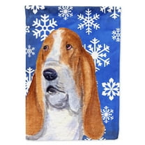 Carolines Treasures SS4666-FLAG-PARENT Basset Hound Winter Snowflakes Holiday Flag  multicolor