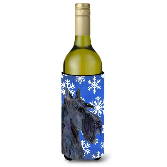 Carolines Treasures SS4667LITERK Scottish Terrier Winter Snowflakes Holiday Wine Bottle Hugger Wine Bottle multicolor