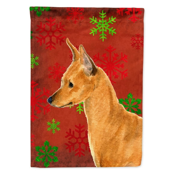Min Pin Red and Green Snowflakes Holiday Christmas Flag Canvas House Size