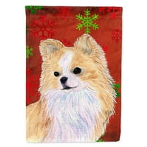 Carolines Treasures SS4680-FLAG-PARENT Chihuahua Red and Green Snowflakes Holiday Christmas Flag  multicolor