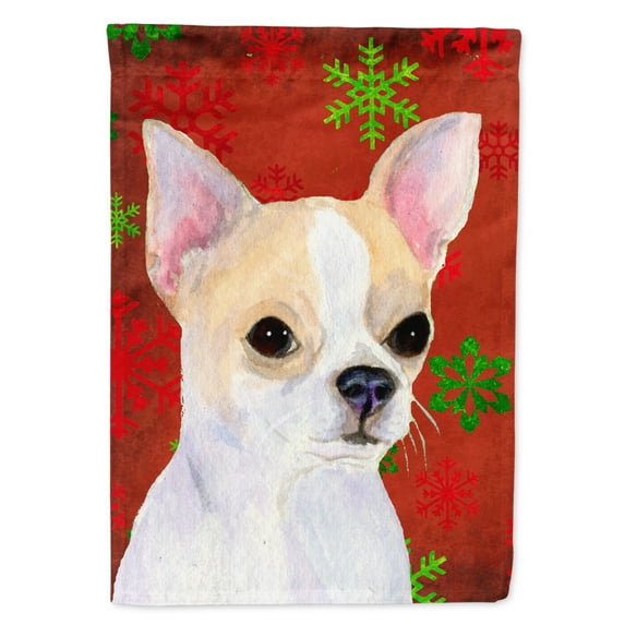 Carolines Treasures SS4681-FLAG-PARENT Chihuahua Red and Green Snowflakes Holiday Christmas Flag multicolor