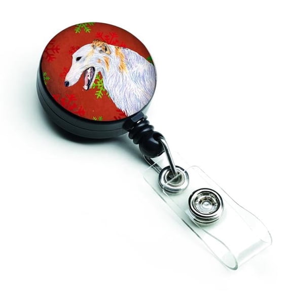 Carolines Treasures SS4682BR Borzoi Red & Green Snowflakes Holiday Christmas Retractable Badge Reel