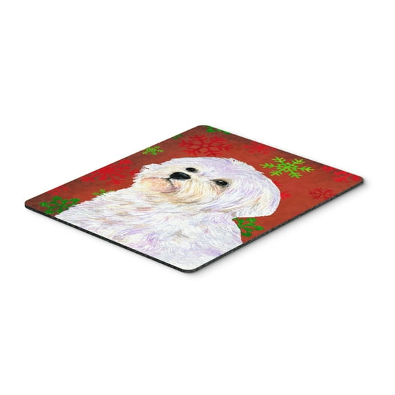 Carolines Treasures SS4688MP "Maltese Red and Green Snowflakes Holiday Christmas Mouse Pad Hot Pad or Trivet" Large